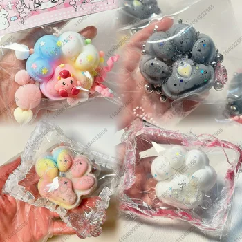 الملونة القط باو طابا اسفنجي سيليكون قوس قزح القط القدم اسفنجي القط باو ضغط لعبة موتشي لعبة الإجهاد الإصدار اليد الاسترخاء هدية لعبة