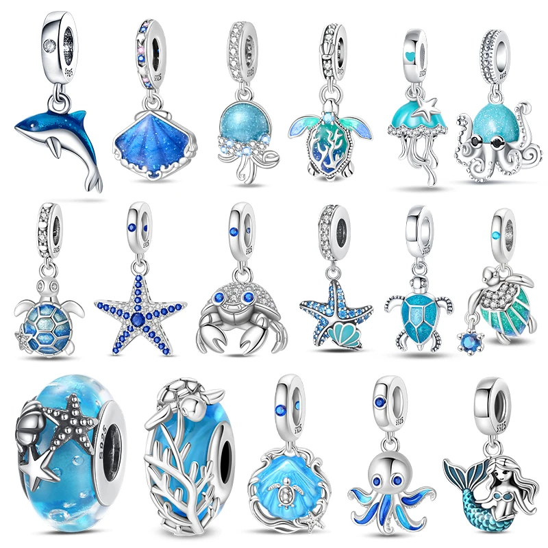 Glowing Marine Life Beads Pendants 925 Silver Charms Beads Fits 3mm Original Bracelet Necklace Womens DIY Fine Jewelry Gifts Hot