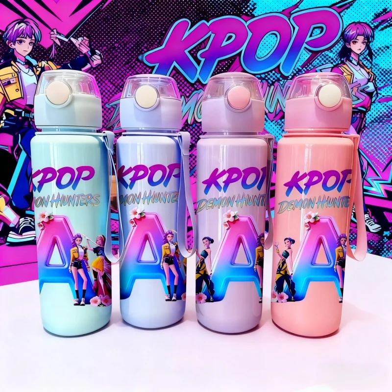 3D 프린트 패턴-K-pop 데몬 헌터스 레터 A 생생한 색상 물컵 루미 미라 조이 물병 생일 선물-변색 방지