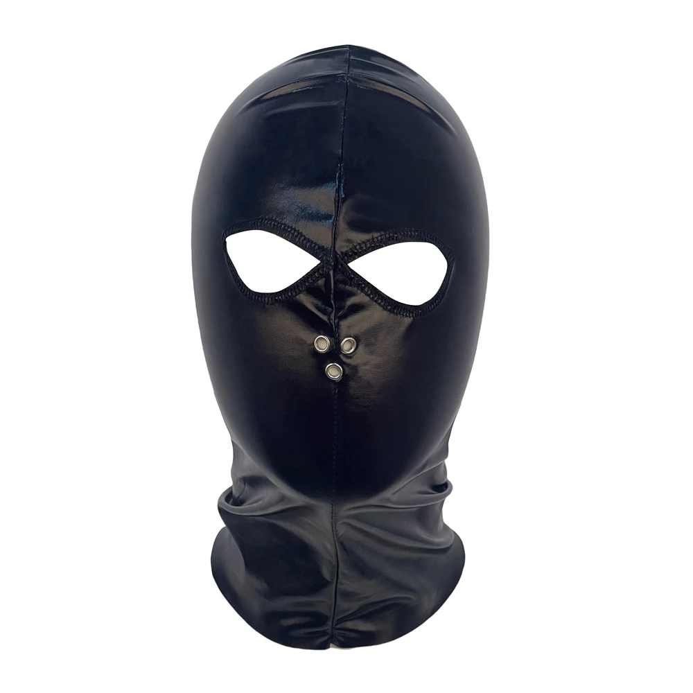 Adult Women Men Faux Leather Cosplay Party Headgear Open Eyes Hole Full Face Mask Hood For CS Game Halloween Head Cover