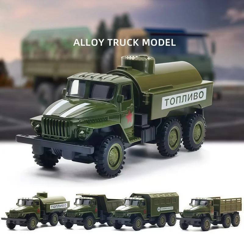 Alloy Truck Toy Set, 4 Types of Off-Road Military Transport Car Alloy Toy Car Off-Road Car Model Decoration Gift
