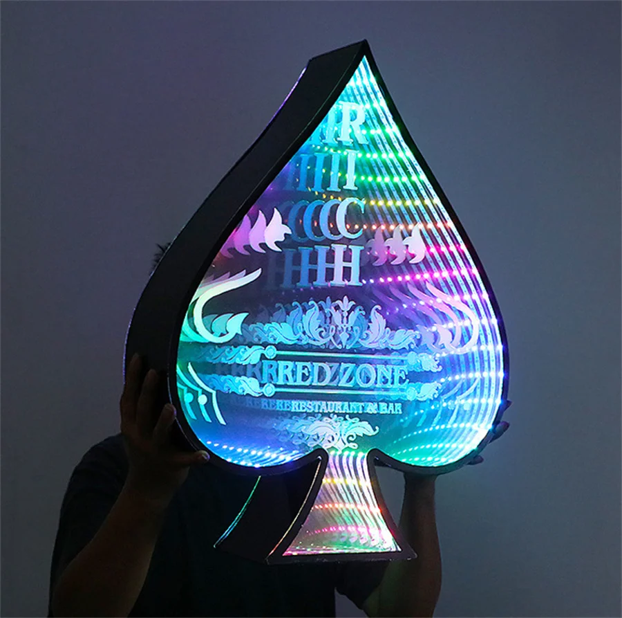 Customized Acrylic Ace of Spade Led Glorifier Club Sign Handheld VIP Service Sign Presenter Advertising for Night Club Bar Decor
