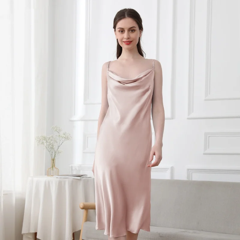 Birdtree، OEKO-TEX، 19 مم 100% فستان سادة من الحرير الحقيقي، بدون أكمام، فستان نسائي فضفاض أنيق من الساتان كاجوال بحمالة، 2026 جديد D61109JF