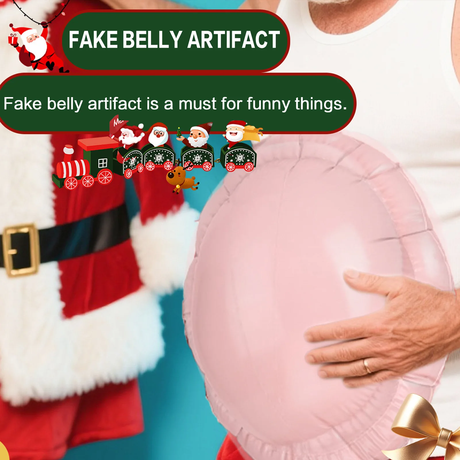 Adults Fake Belly Inflatable Santa Stomach Prop Realistic Fat Texture for Christmas Cosplay Party Performance Costume Gear