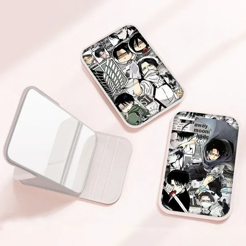 10×7cm Attack On Titan,Shingeki no kyojin,Folding Single-side Makeup Mirror, Anime Cute, Portable Travel, Rectangular,Girls Kids