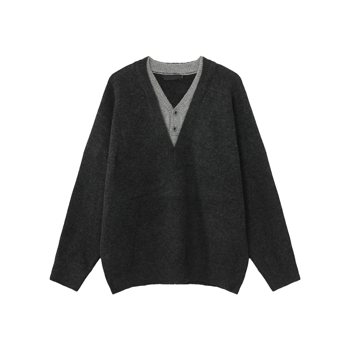 Tiefer V-Ne-Strickpullover, gefälschtes zweiteiliges Set, Lazy Sle Base Irt für Männer und Frauen, Herbstsaison, Freizeitkleidung, Polyesterfaser