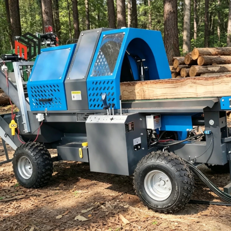 Adjustable Horizontal Height Hydraulic Wood Splitter Firewood Splitting Machine Fit Different Length Raw Tree Logs