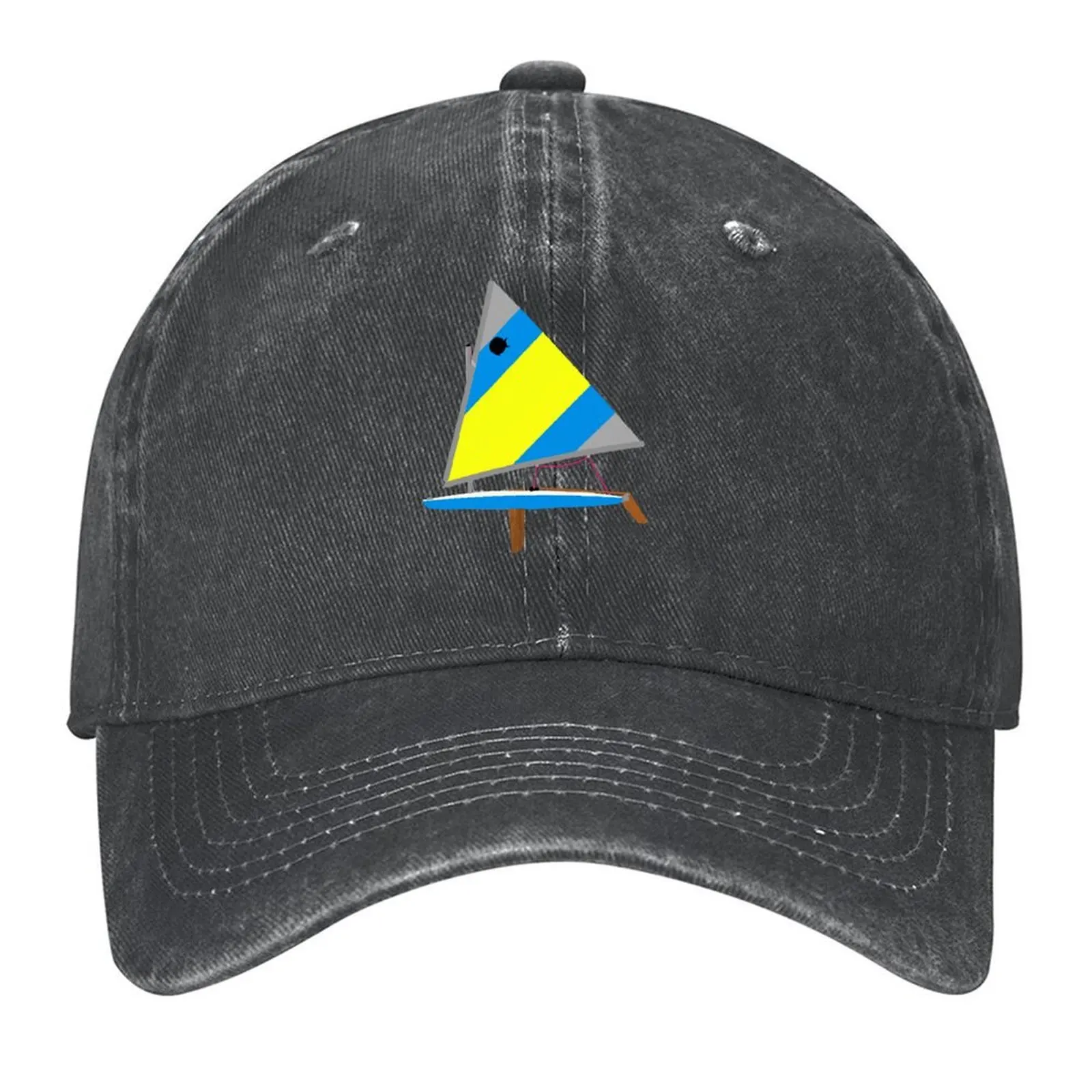 

blue/yellow/grey sunfish sailboat Baseball Cap Trucker Cap Funny hats Beach luxury caps Caps For Men Women's
