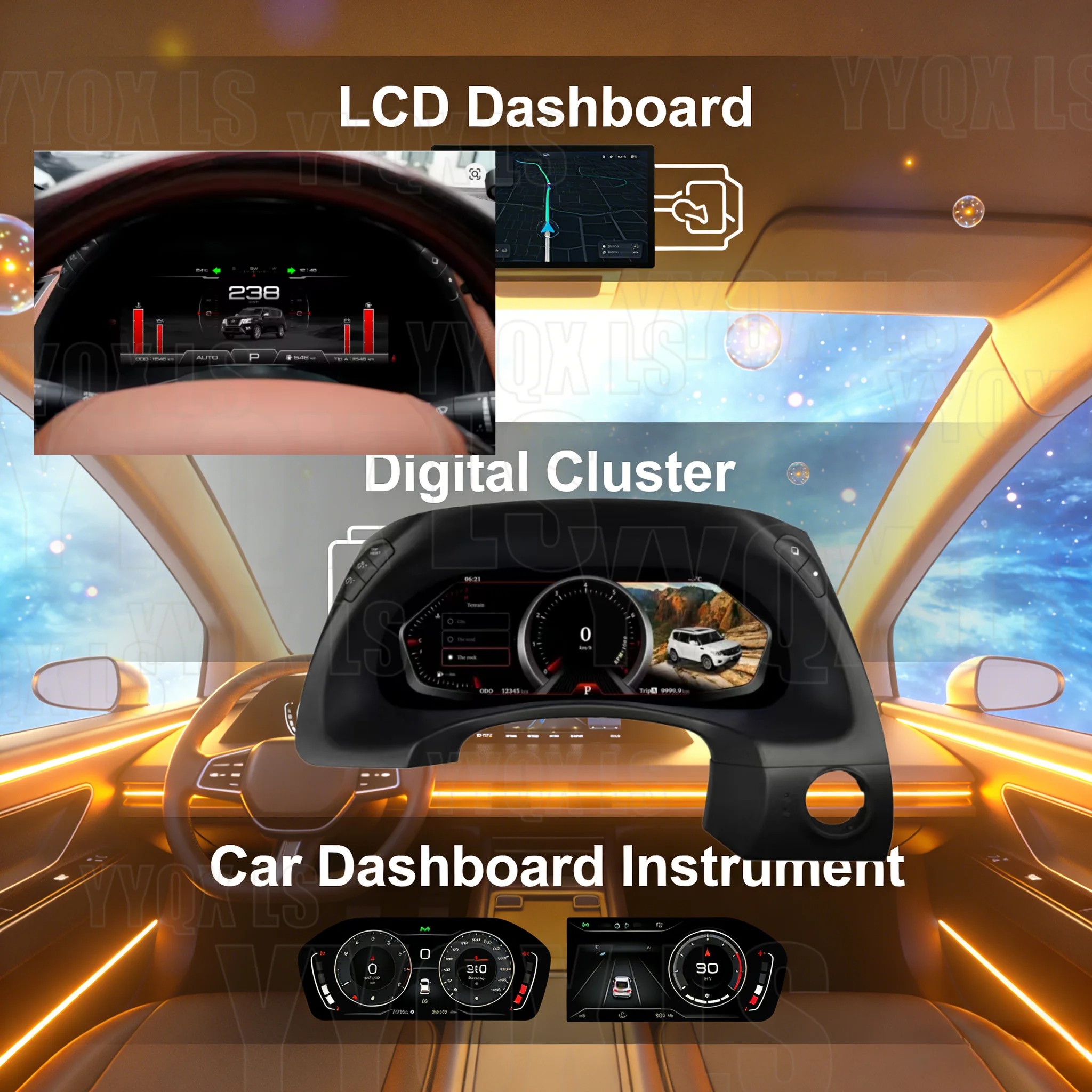 

Цифровая приборная панель LCD для Nissan Patrol Y62 Infiniti QX80, система Linux, дисплей спидометра, автомобильный ЖК-экран