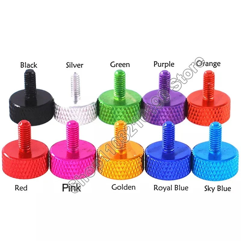 1Pc Aluminum Thumb Screw M3 M3.5 M4 M5 M6 Knurled Head Colourful Aluminum Hand Tighten Screw Bolts L=4.5/5/8/10/12/16/20-50mm