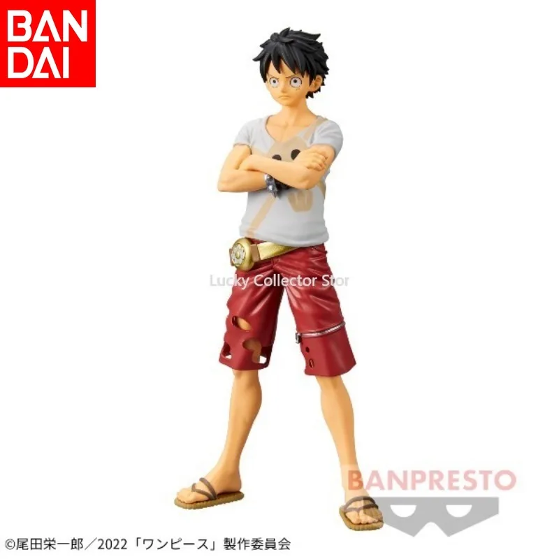 Bandai Genuine Glasses Factory One Piece DXF Red Theater Edition Luffy Figure Grand Line Scenery Ornament Doll Model Gifts