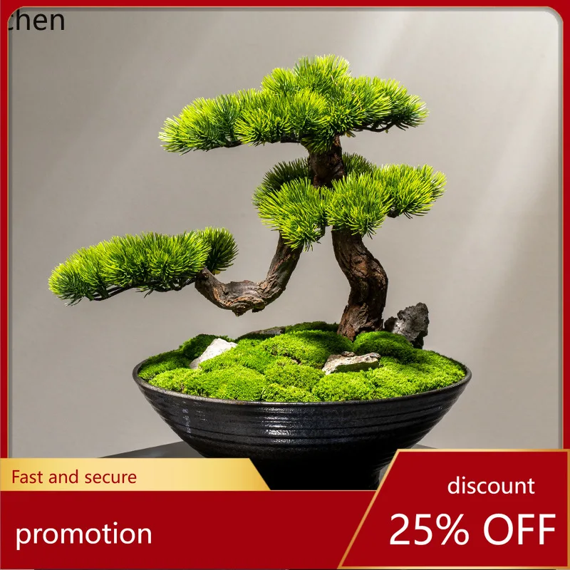 

H1 Zen Eternal Moss Green Plant Bonsai Home Decoration Flower Living Room Flower Stand Entrance Floral Ornament