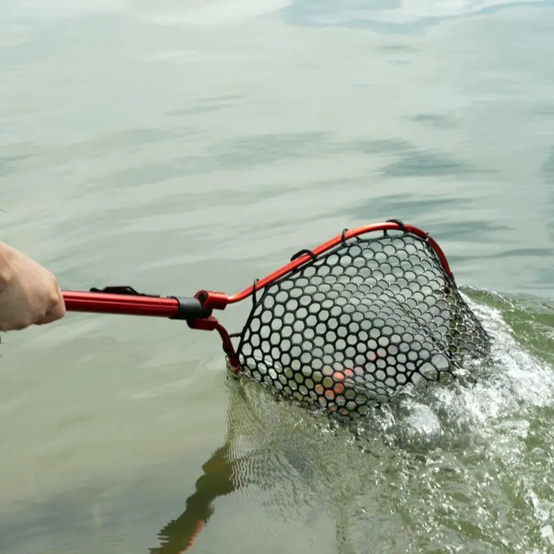 Foldable Fishing Net Portable Fishing Tool With Long Handle Portable Fishing Equipment Thickened Silicone Mesh Lightweight