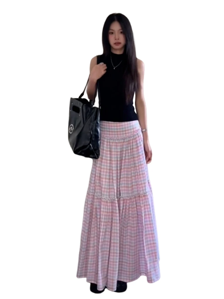 Vestido Midi de corte en A de cintura alta de estilo coreano, falda larga e para vacaciones de verano, ropa de mujer, ...