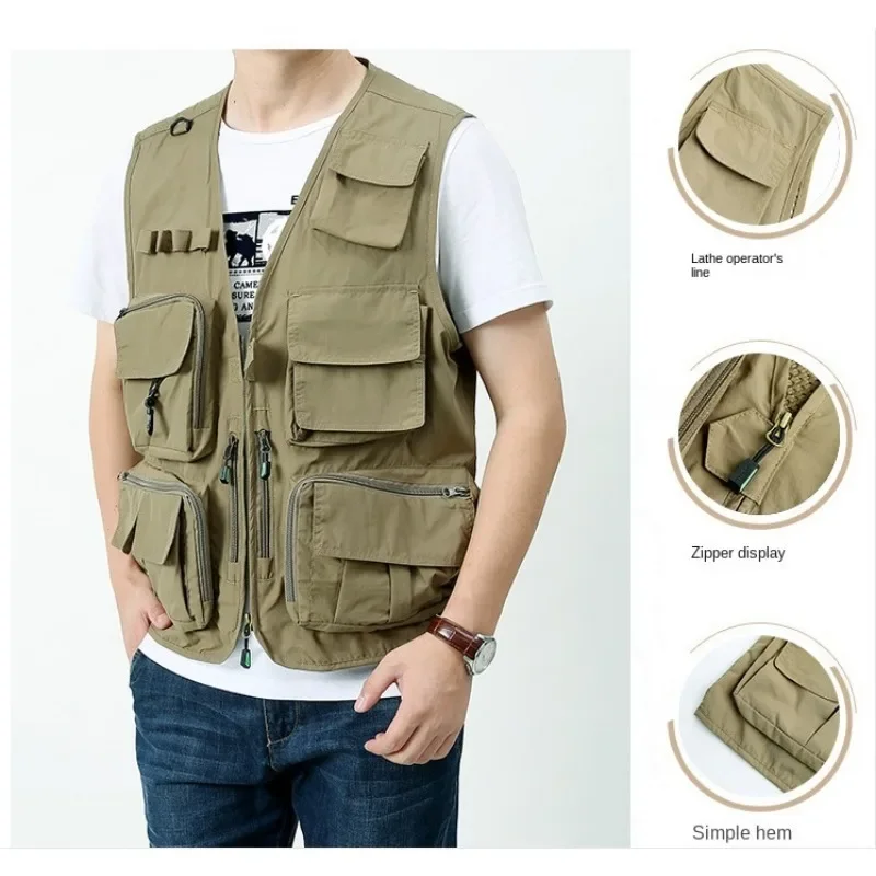 

Multi-pocket Vest Tactical Men Mountaineering Sleeveless Hunting Men's Clothing Work Leisure Jacket Fishing Hiking