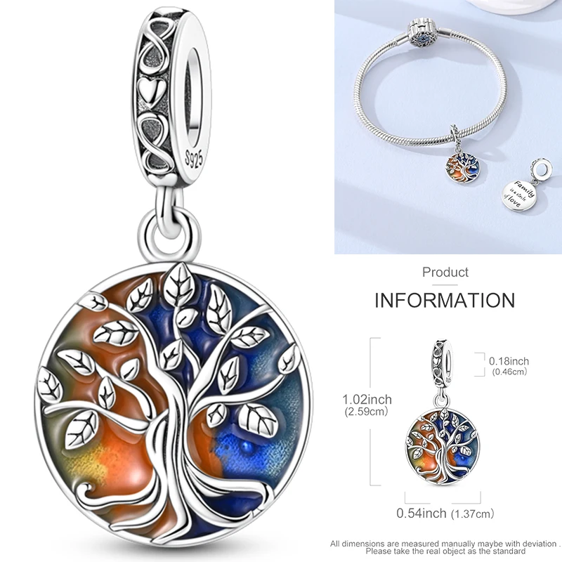 925 Sterling Silber Lebensbaum Anhänger Familie Unendlichkeit Herz CZ Zirkon Perle Passend für Original Armband DIY Schmuck Geschenk für Frauen – Detail 12