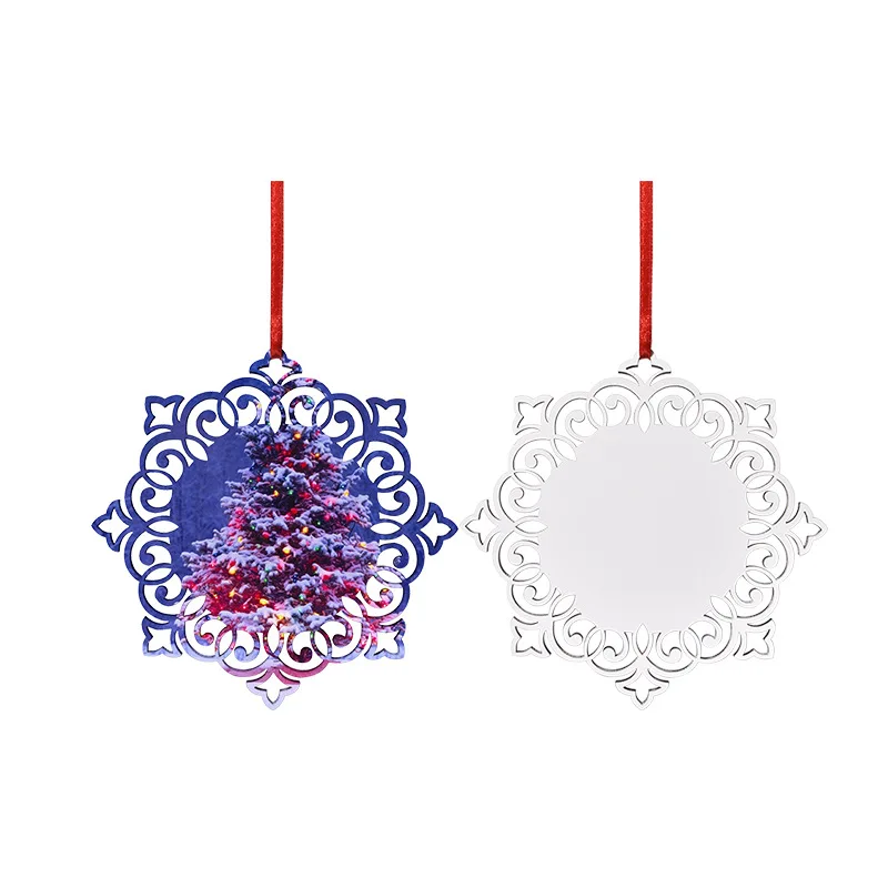 Sublimation Blank Christmas Pendants Ornaments Thermal Transfer Printing Blanks Snowflake Shape Charms For Xmas Decoration