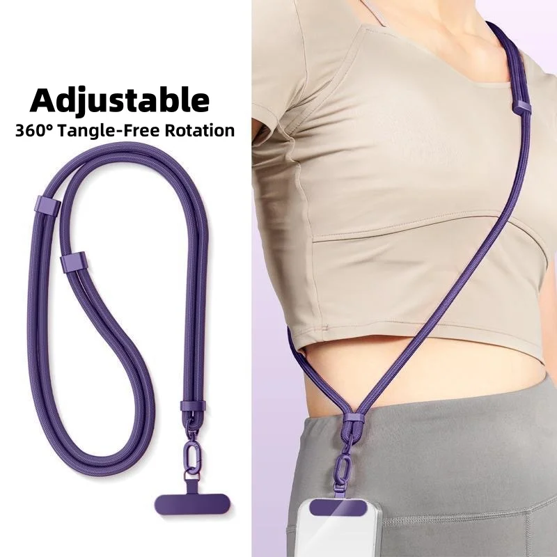 Universal Phone Lanyard with Clip Upgraded Anti-Drop 360° Rotation Adjustable Neck/Crossbody Strap for All Phone Cases