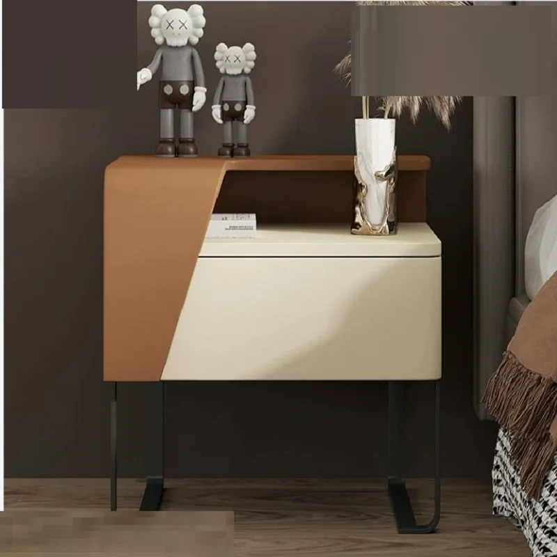 2023 New No Installation Convenient Bedside Storage Table Sideboard Leather Storage Cabinet Nightstand Bedroom Furniture