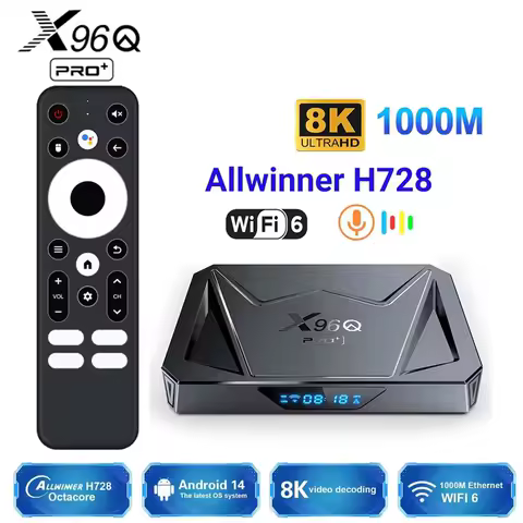 X96Q PRO PLUS TV BOX Smart Android 14.0 4G 32G 64G Allwinner H728 Quad Core 8K@24fps 1000M BT Wifi 6 Media Player Set Top Box