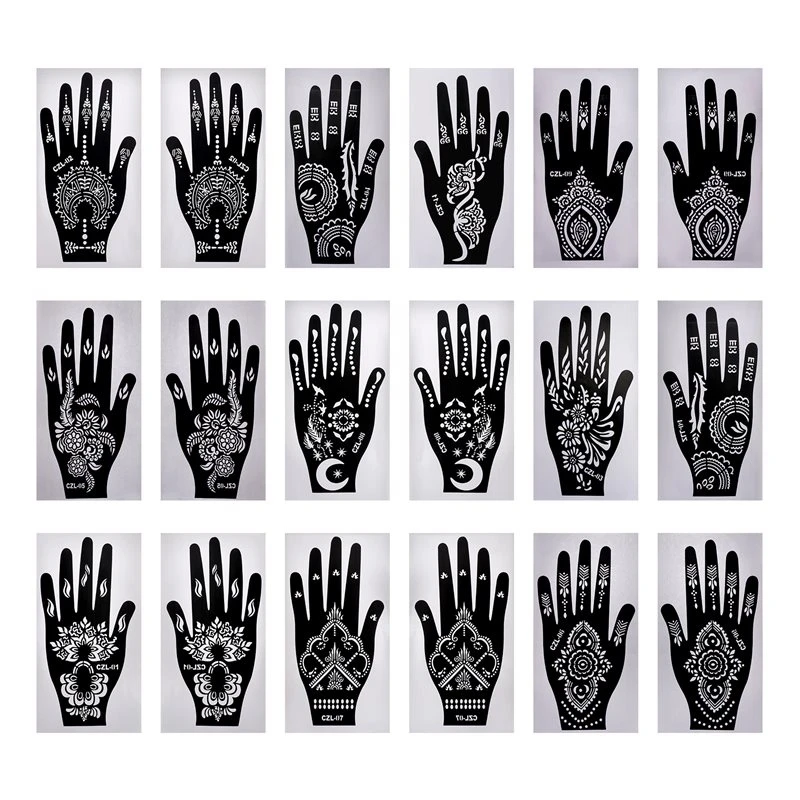 Henna Tattoo Kit Temporary Tattoo Template, Hand Henna Tattoo Sticker Indian Tattoo Sticker Self-Adhesive Tattoo Sticker