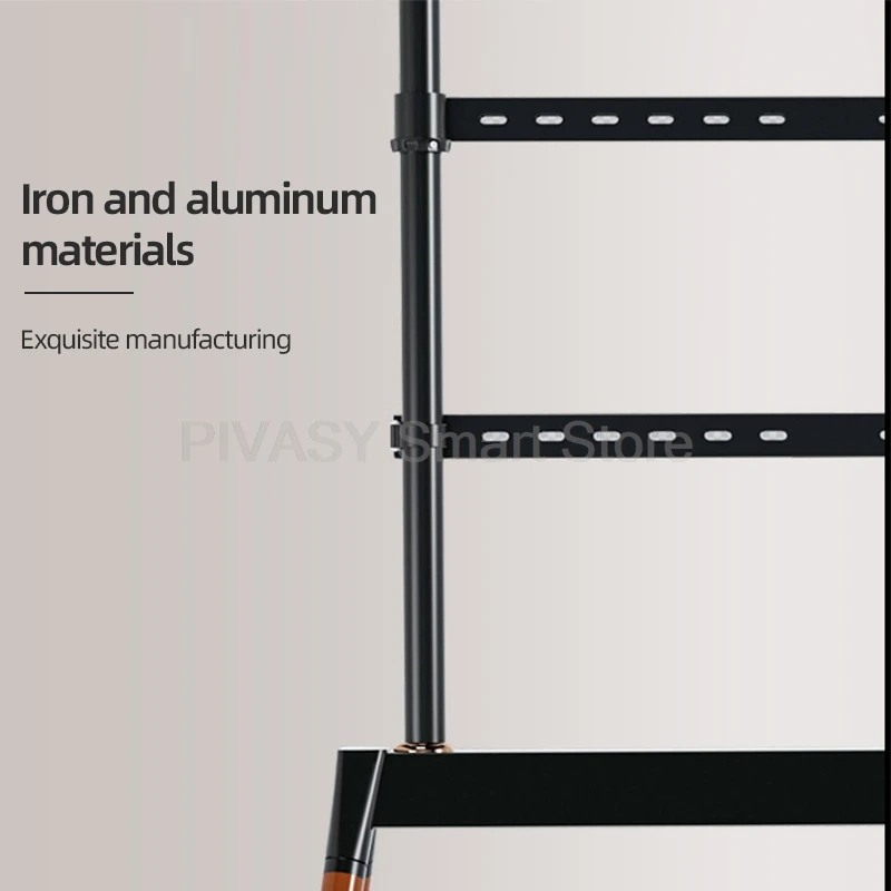 No Drill Art TV Mount 55-86 Inch Modern Artistic TV Floor Stand Solid Wood for Living Room 40KG Load Bearing with Safety Straps