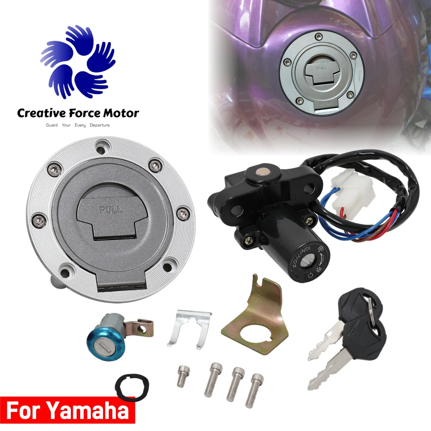 

Motorcycles Ignition Switch Gas Cap Fuel Cover Seat Lock Key Set For Yamaha YZF R1 1992-2015 R6 2003-2016 FJR1300 2001-2010 FZ6