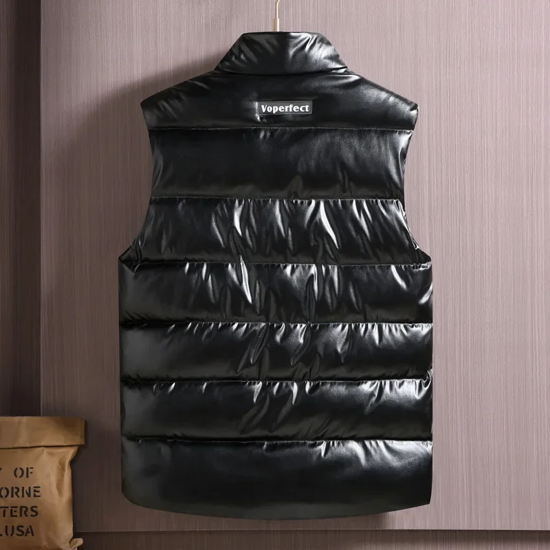 Plus Size Sleeveless Jackets Men Loose Winter Warm Vest Male Pu Leather Waterproof Plus Big XXXXXL Casual Work Zipper Waistcoat - Image 5