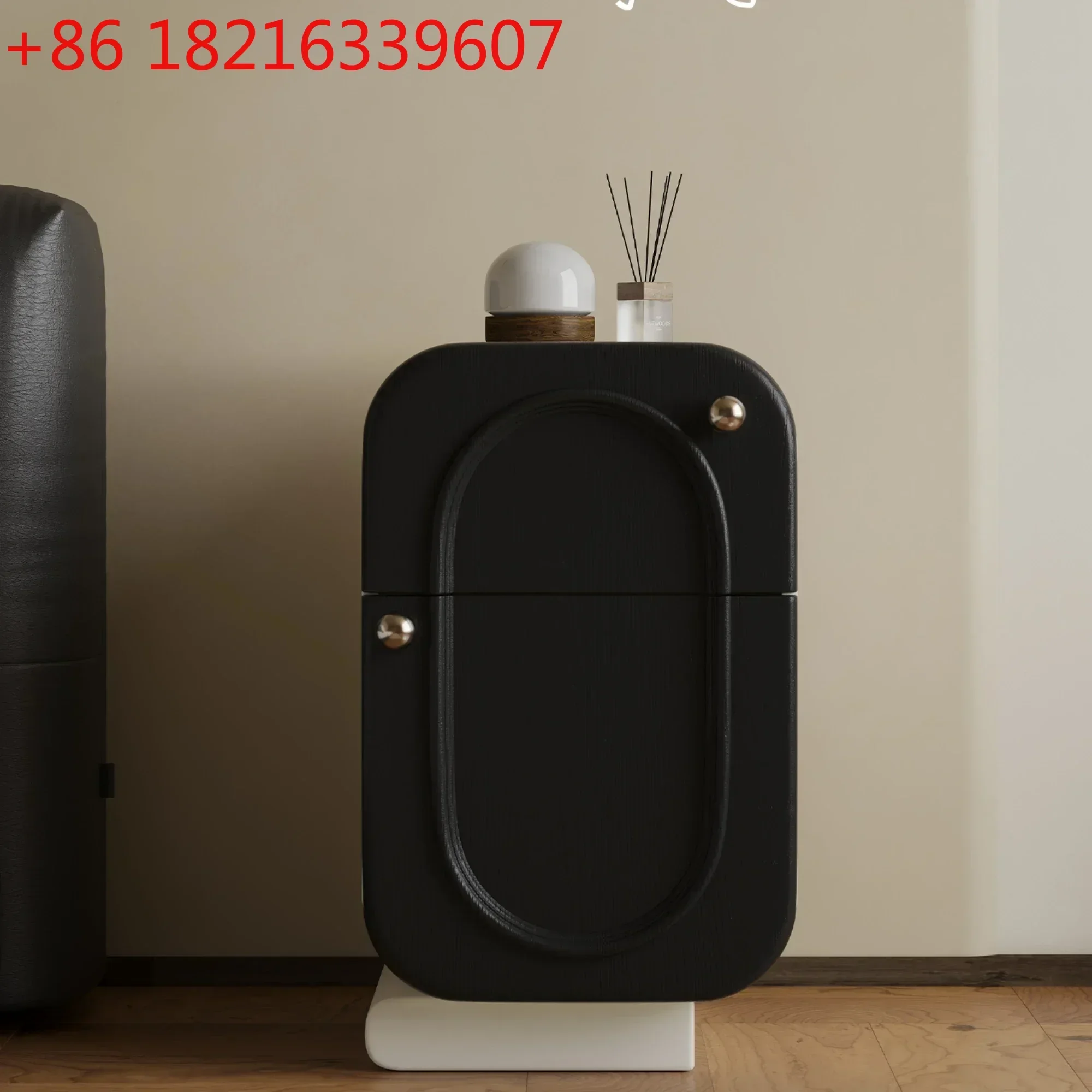 Black Bedside Table Modern Minimalist Solid Wood Ultra Narrow Bedside Cabinet