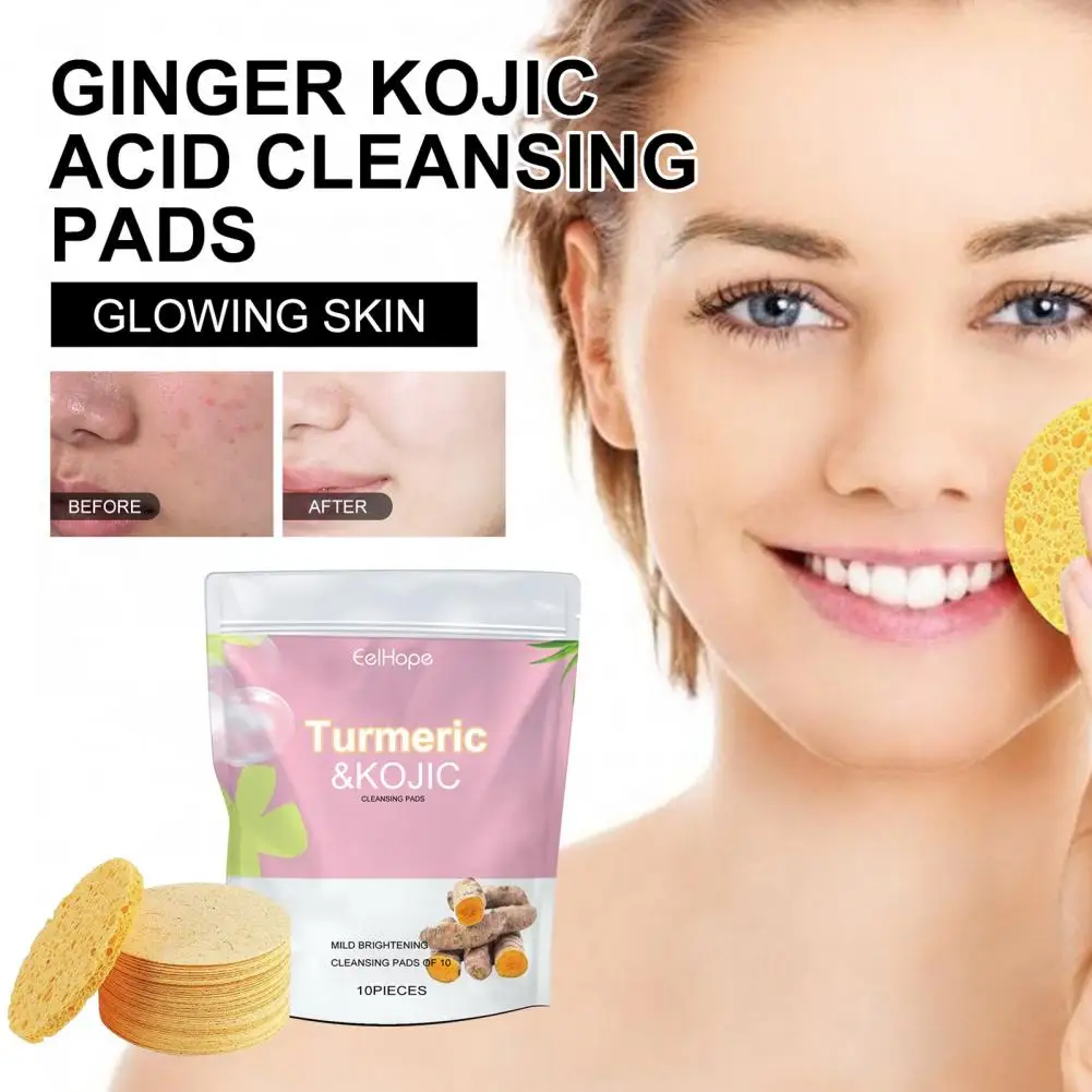 Facial Pads Turmeric Pads Facial Sponges Set for Exfoliating Makeup Removal 10 Pcs Reusable Face for Brightening for Cosmetic