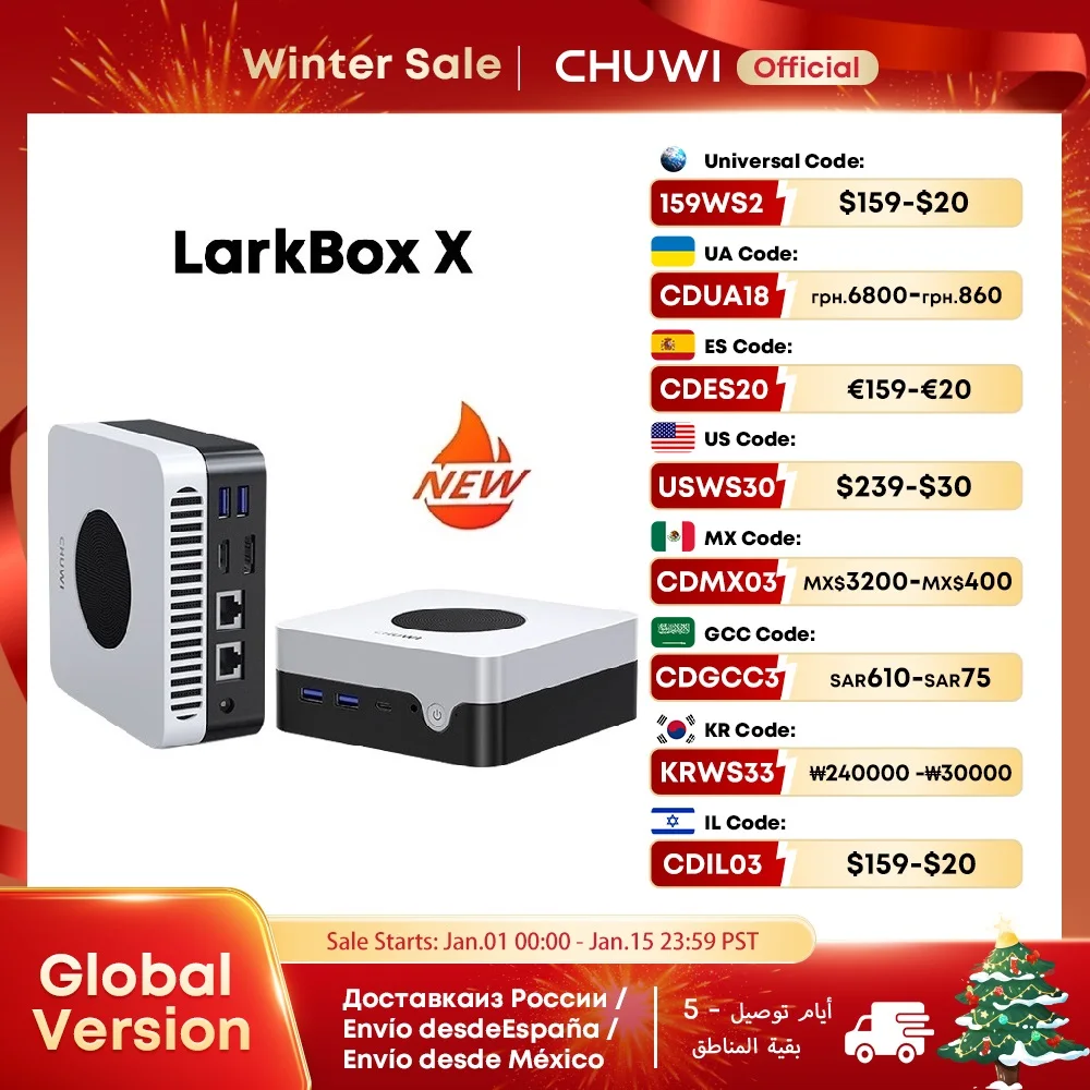 CHUWI LarkBox X Mini PC 12GB RAM 512GB SSD Intel N100 Game PC UHD Graphics for 12th Gen Intel Processors WiFi 6 Desktop Computer