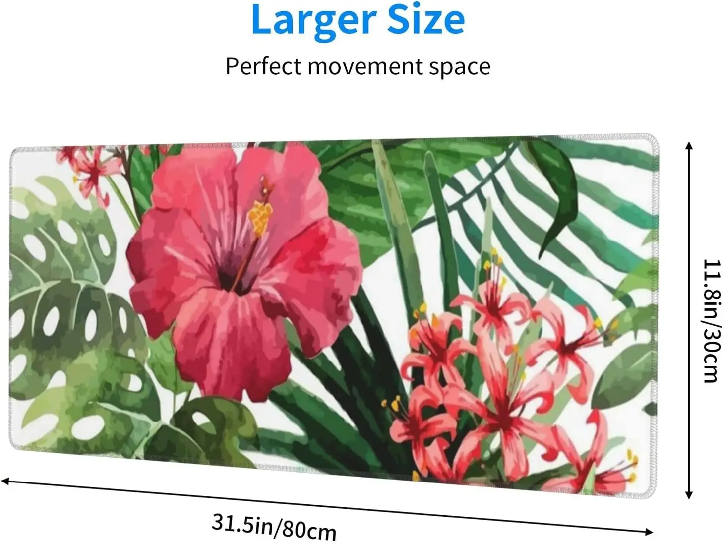 Hibiscus Flower Mouse Pad Large Rectangular Game Mouse Pad for Laptop Office 11.8 X 31.5 Inch Computer Desks  Gaming Accesories