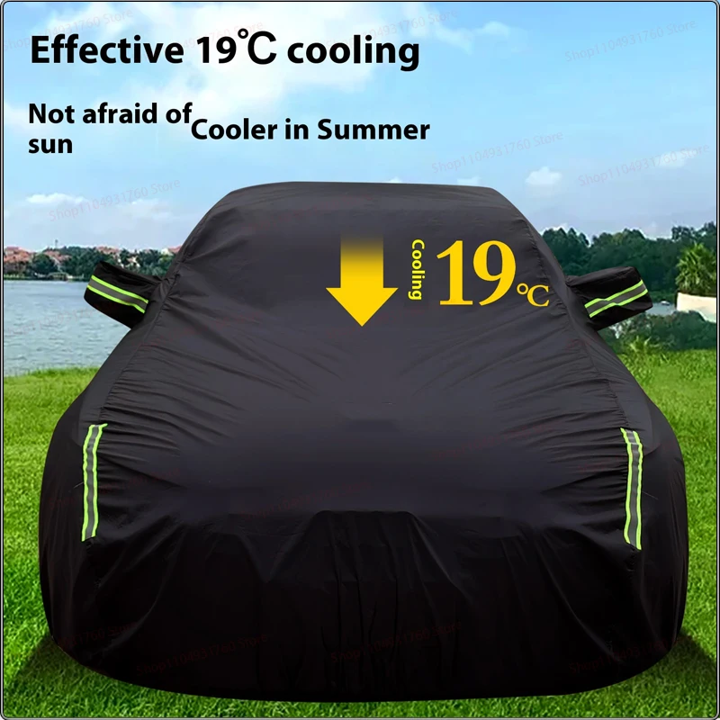 غطاء سيارة أسود شديد التحمل مقاوم للماء لجميع الأحوال الجوية، غطاء خارجي كامل للحماية من الأشعة فوق البنفسجية في الهواء الطلق من أشعة الشمس الثلجية لسيارة Tesla Model3 #4
