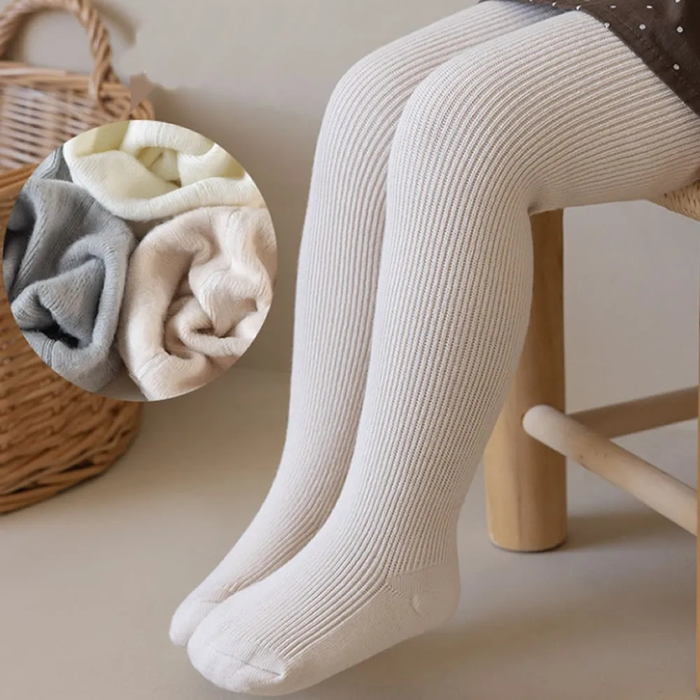 Baby fleece leggings thickened fleece pants for girls stockings autumn winter solid-color warm baby pantyhose thickened tights