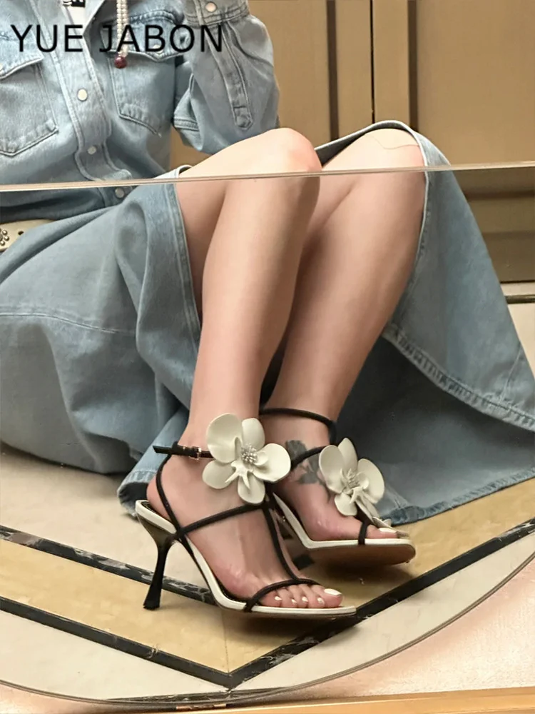 White Flower Luxury Designer High Heels Women Fashion Sandals Female Summer Slingback Sandals Women Party Dress Shoes Pumps