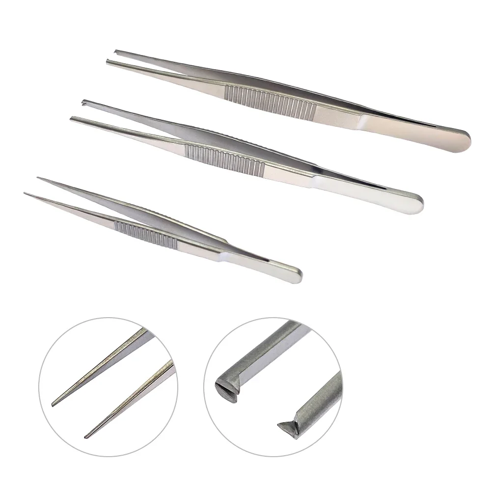 Stainless steel Tissue Forceps Teethed Tweezers Serrated Tips Surgical Instrument