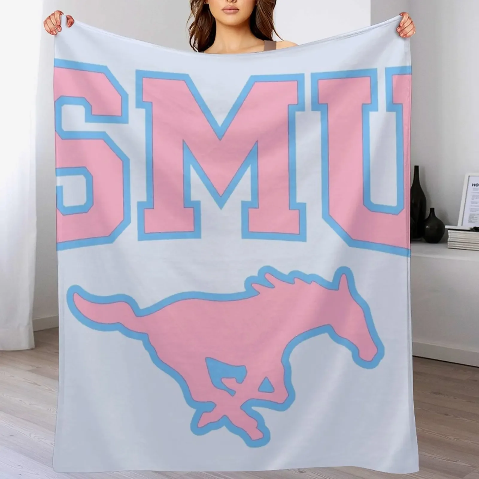 SMU Blue Logo & Pink Peruna Throw Blanket Warm Weighted anime Blankets