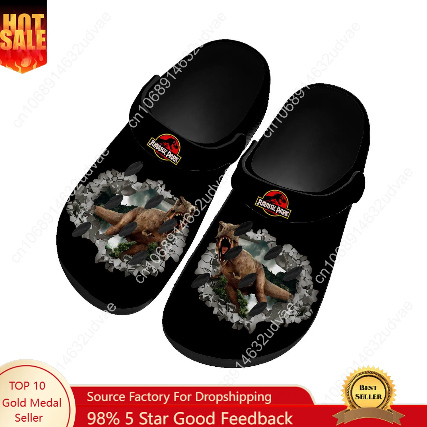 

Jurassic Park Water Shoes Men Women Teenager Non-slip Fashion Home Garden Clogs Custom Sandals Beach Breathable Hole Slipper