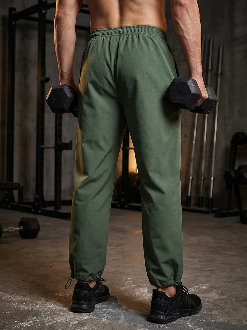 Trendige, sportliche Herrenhose mit Linien, Fitnessstudio, Workout, Laufhose mit Seitentaschen, sportliche, schnell trocknende, atmungsaktive Jogginghose – Detail 25
