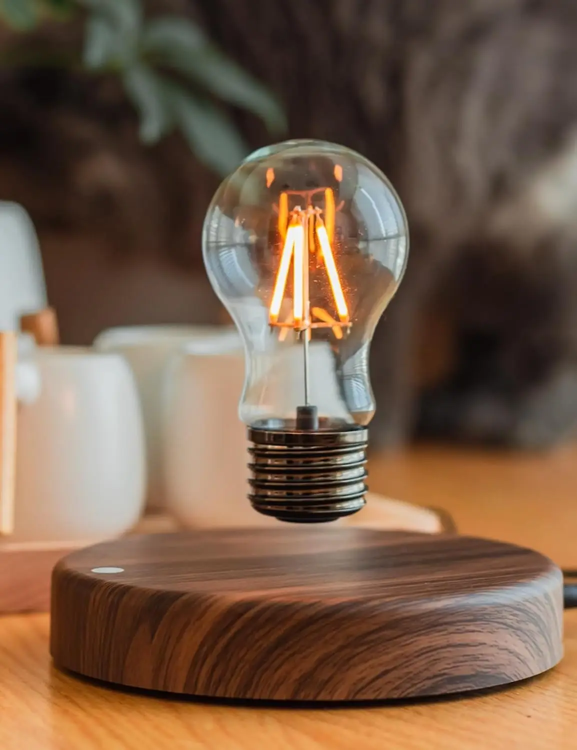 Levitating Bulb Lamp, Magnetic Floating Night Light, Unique Desk Decor for Home Office, Cool Tech Gadget Gift