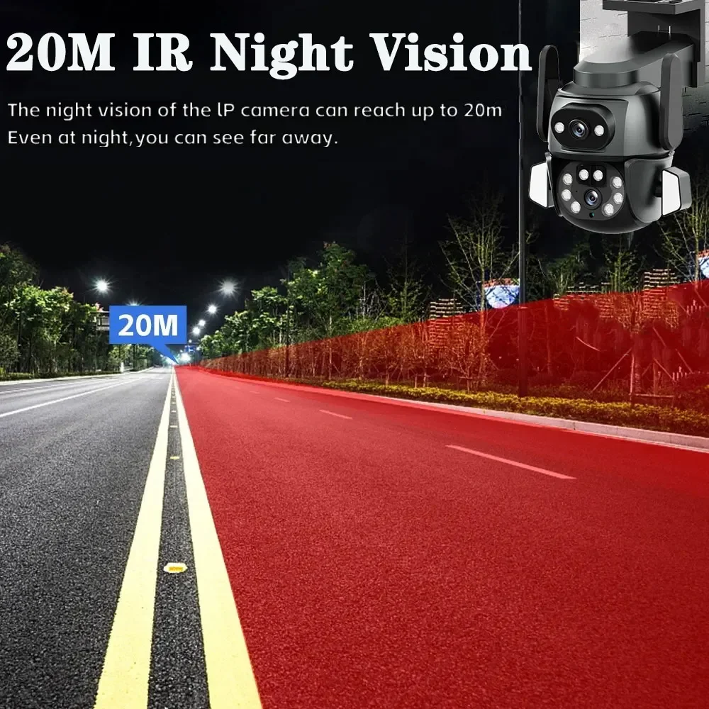 8MP Dual Lens Tuya WIFI Camera PTZ 4K Full HD Dual Screen Security Camera Ai Human Auto Tracking Outdoor CCTV Video Surveillance