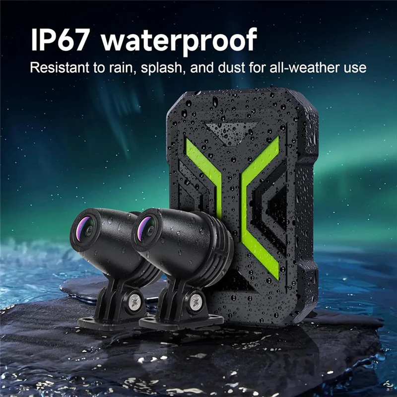 

REPLA-Motorcycle Dash Cam, 1080P Front Rear Video Camera, Night Vision, App Connectivity, Ip67 Waterproof, Loop Recording Functi