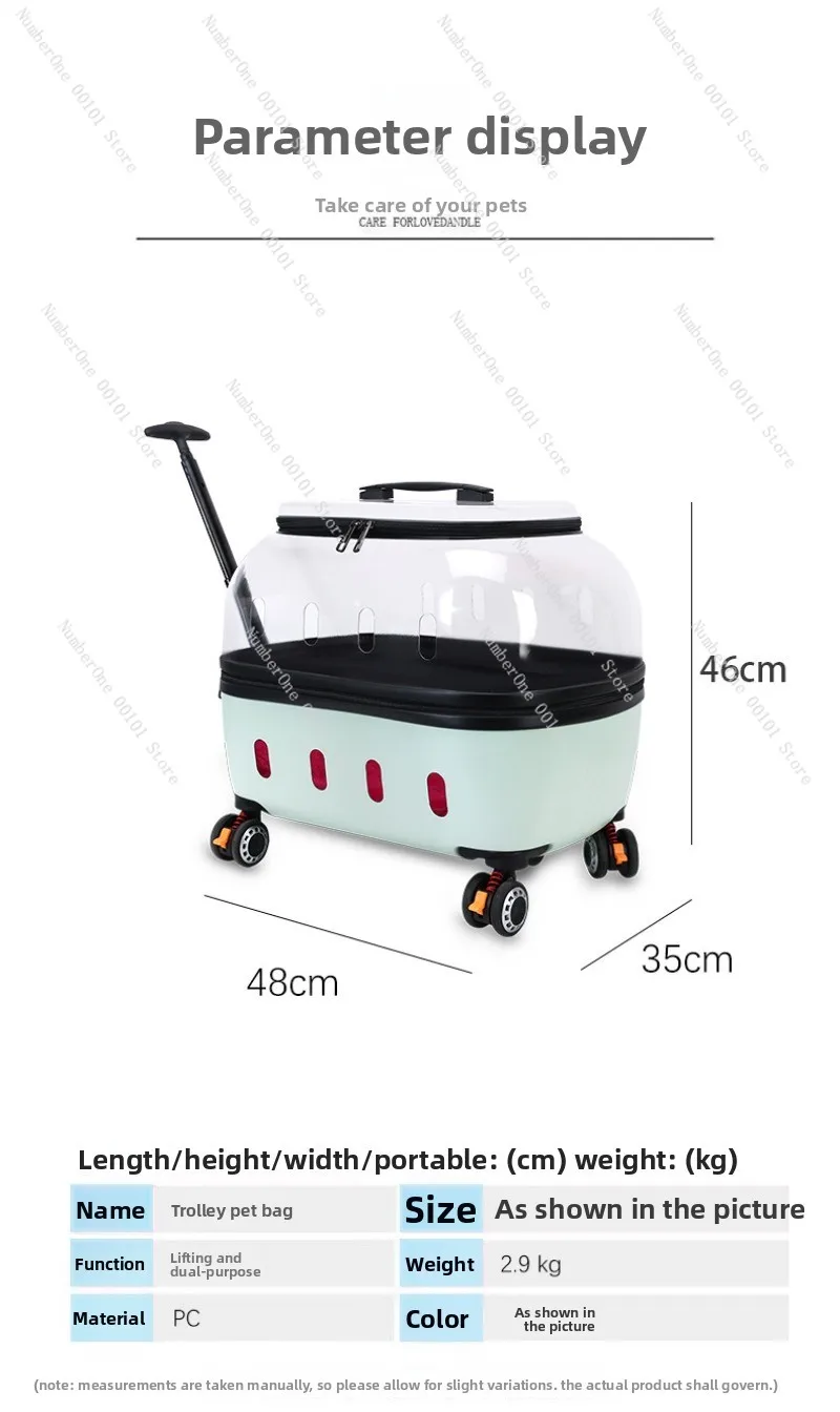 Cat Carrier Pet Trolley Case Transparent Pet Bag for Dogs When Going Out