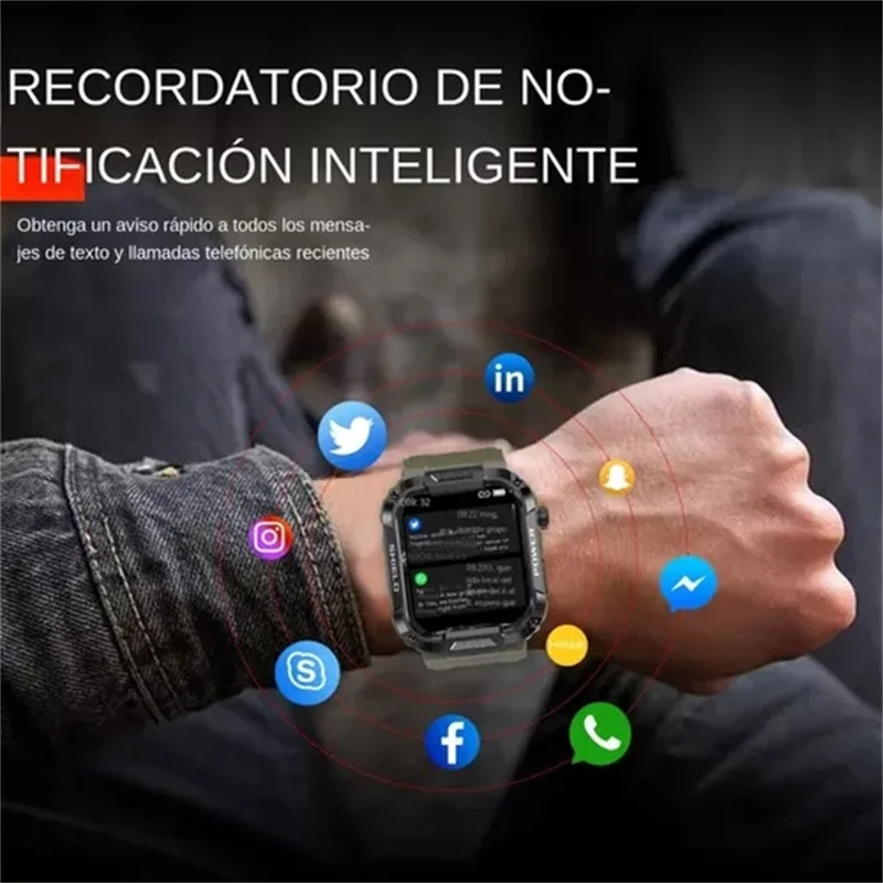 Relógio inteligente militar ao ar livre para homens, chamada bluetooth, smartwatch para android, telefone ios, ip68 impermeável, relógios de negócios, 1.85, 2023, novo