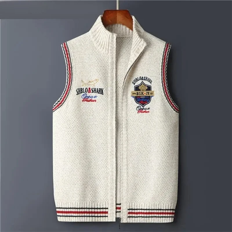 Autumn Men Cardigan Knitted Vest jacket Sweater Korea Clothing Casual Sleeveless Jackets