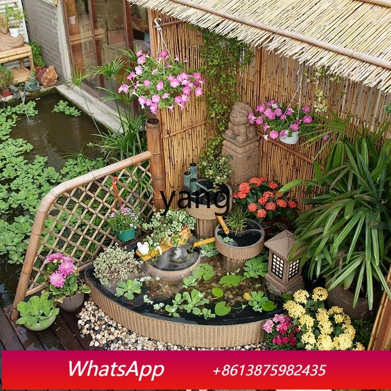 LMM outdoor fish pond landscaping balcony garden layout courtyard flowing water fish tank rockery