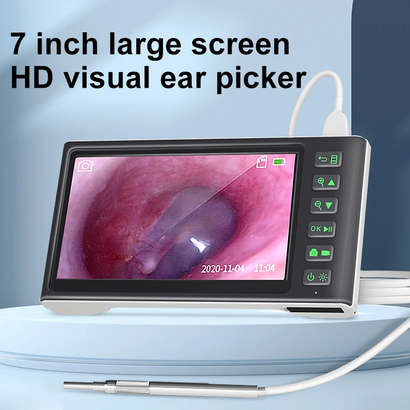 3.9mm Digital Otoscope 7inch Screen 1080P HD Visual ENT Oral Endoscope Camera With 32G memory card Borescope For Ear Clean