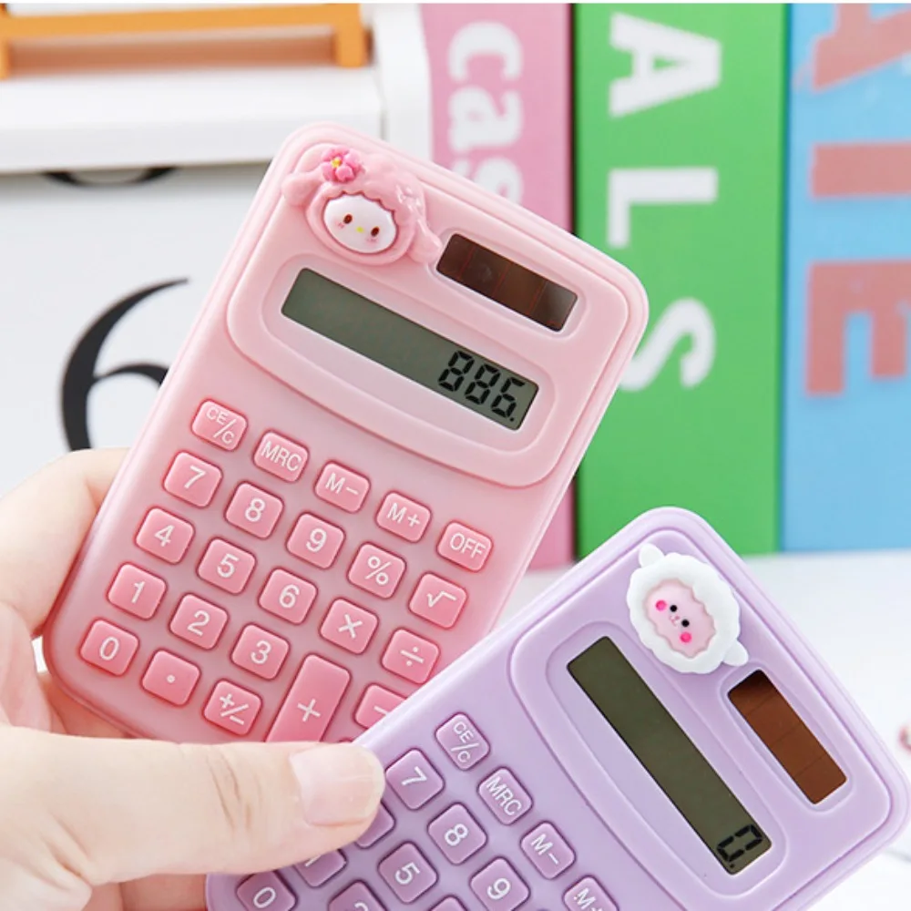 8 Digits Cute Mini Portable Digit Calculator Lightweight Small Cartoon Cute Calculator Cartoon Animal Candy Color Learning Tools