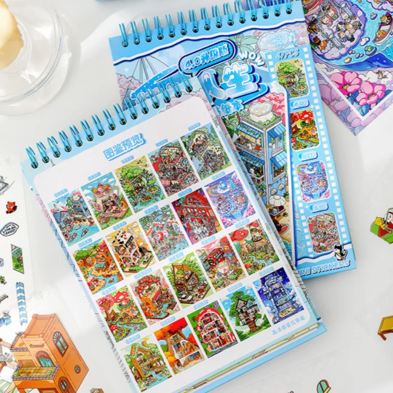 Beach Cottage Miniature Scene Sticker Book Coastal Decals for Journal Scrapbooking DIY Craft Supplies