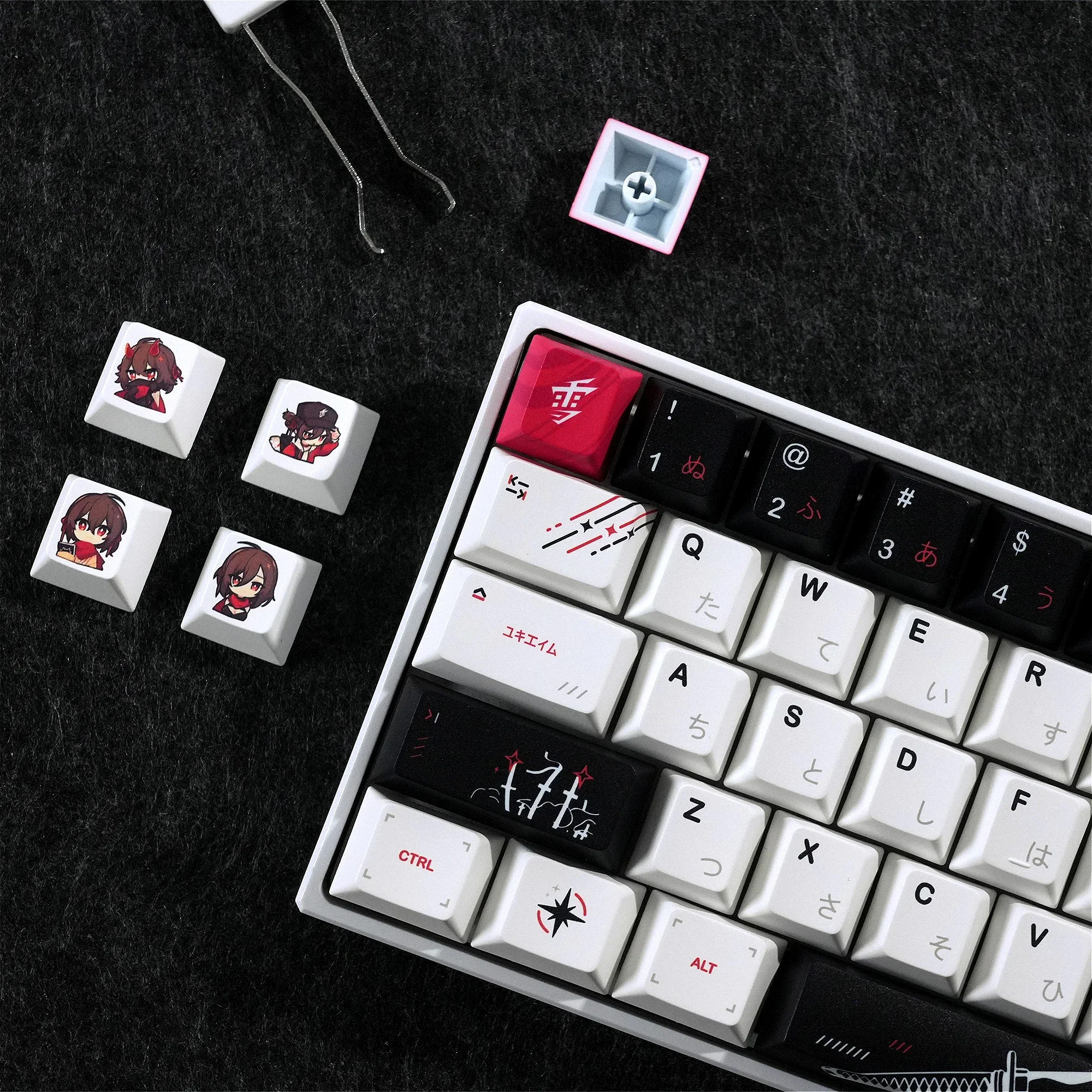 Japanese keycap set Yuki aim keycaps original height BPT material for HI75 61 84 96 98 99 104 F87 and other keyboards